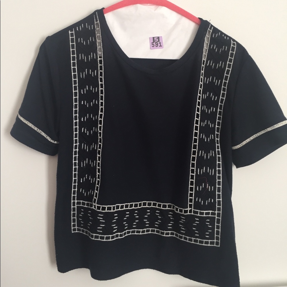 Top shop navy embroidered top